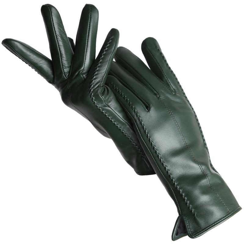 Mode frauen handschuhe Farbe Schaffell Winter Warme Dünne Touchscreen handschuhe Hohe Qualität 8 brunswick grüne