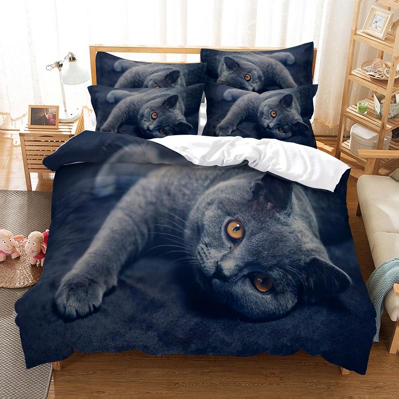 Schwarze Katze Bettbezüge Baumwolle Bettbezug Bett 150 Bettwäsche 160x200 Set Paar Bett Quilt Bettdecke Sets 220x240 Doppel King Size EU Double(200x200cm)