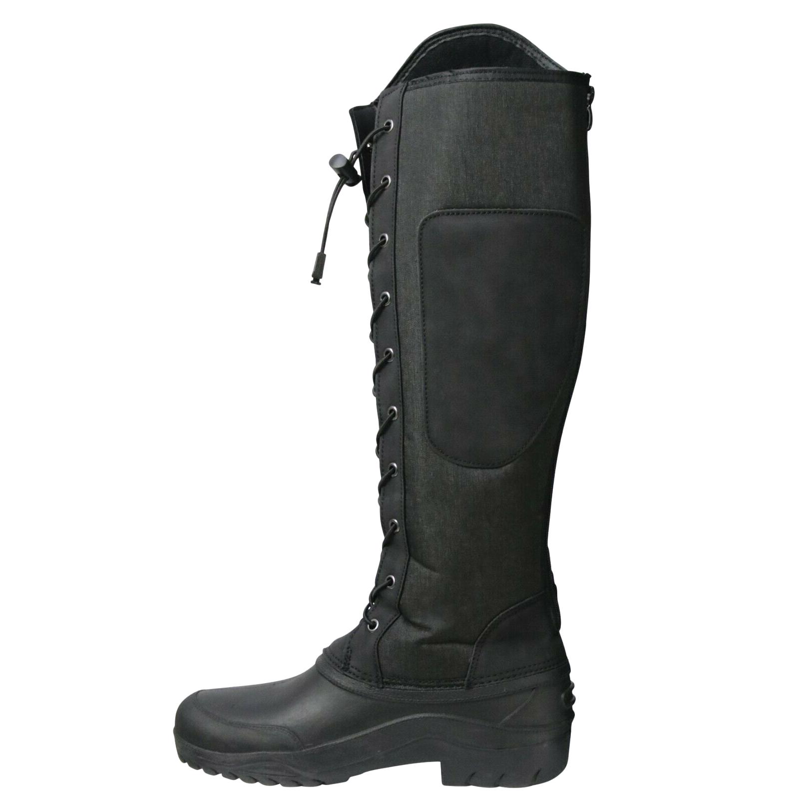 Hy Damen/Damen Mont Maudit Leder lange Reitstiefel 4 UK schwarz/grau