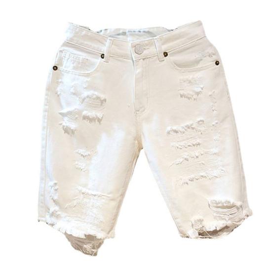 Herren Shorts Cool Ripped Hole Atmungsaktive Herren Shorts Lässige Sommer Kurze Hosen Herren Sommer Shorts Herren Kleidung 33 weiß