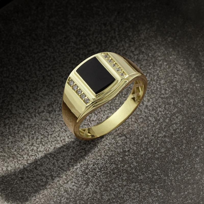 Vergoldete Herrenringe mit gepunktetem Diamanten, Hipster-Herrenringe No. 13