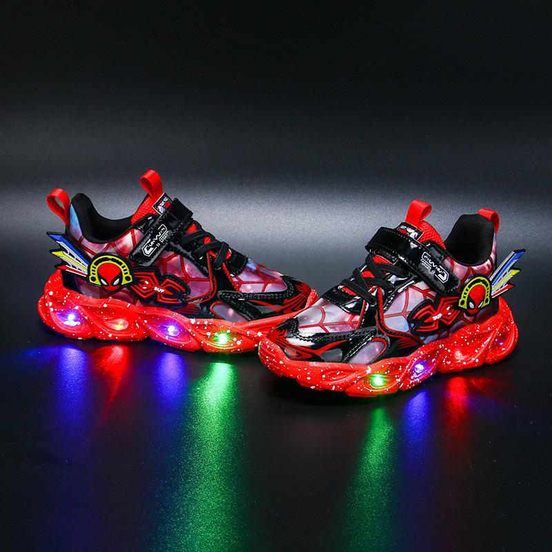 2024 Kindermode LED-Licht-Sportschuhe Lässige atmungsaktive Turnschuhe mit weichem Boden 24 rot