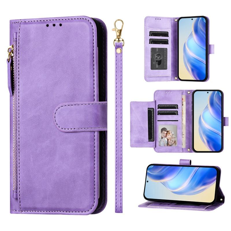 Flip Case für Blackview A52 Pro A53 Oscal Tiger 12 Modern Color 8 Wave 6C Shark 9 5G Leder Brieftasche Hülle Kartensteckplatz Tasche Reißverschlussgehäuse Blackview Oscal Tiger 12 violett