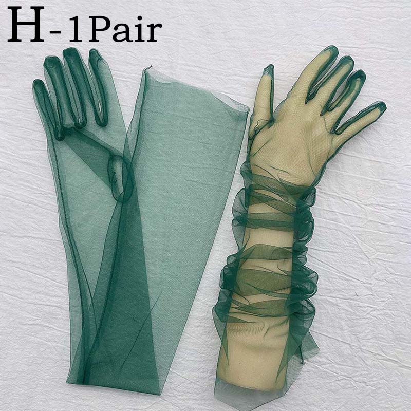Transparente Sonnenhandschuhe Retro Fäustlinge Touchscreen-Handschuhe Damen Ultradünne Handschuhe Tüll Ellbogenlang Hochzeits-Brautkleid Handschuhe gray