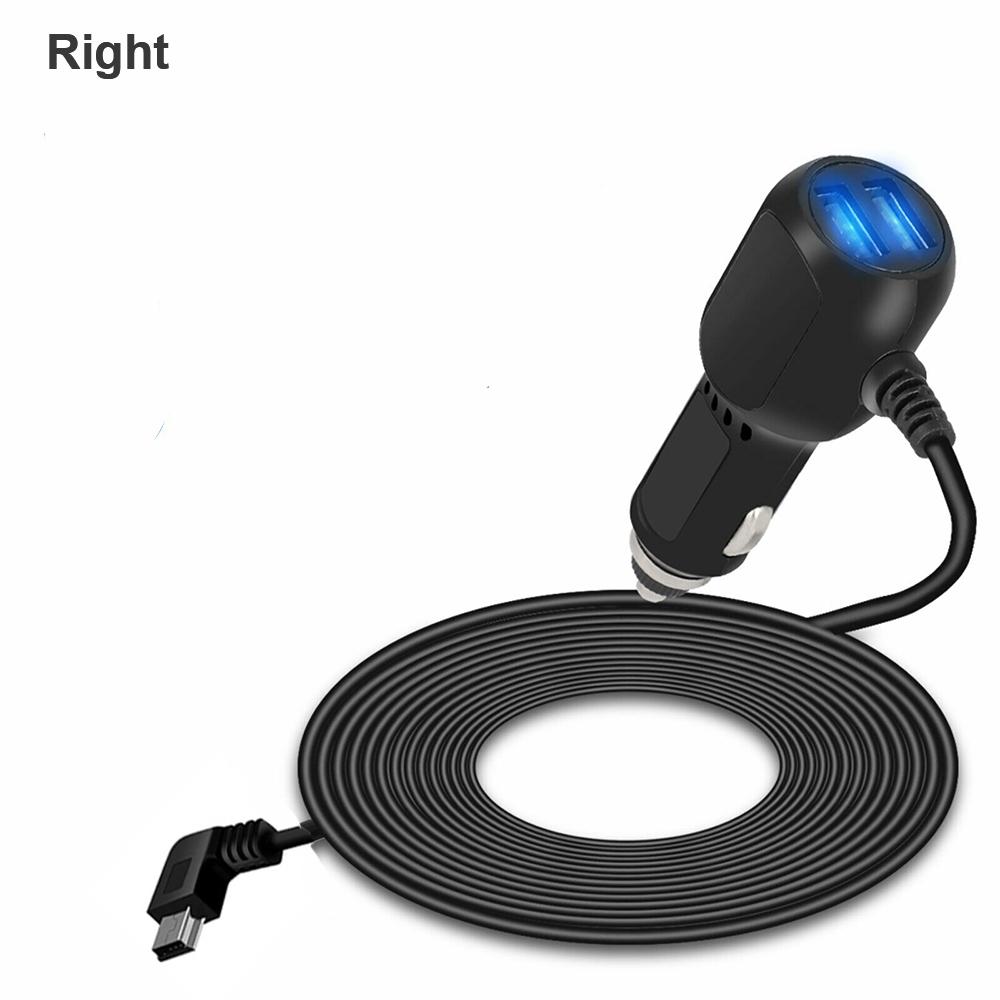 Dash Cam Autoladegerät Mini-USB-Kabel 5 V Stromkabel für DVR-Kamera GPS mit 2 USB MINI right turn