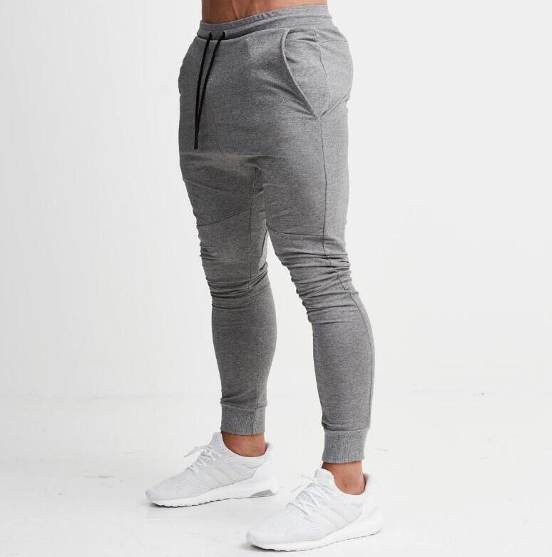 Seide Herrenhose Fitness Skinny Hose Frühling elastische Bodybuilding Hose Workout Track Bottom Hose Männer Jogger Jogginghose L grau