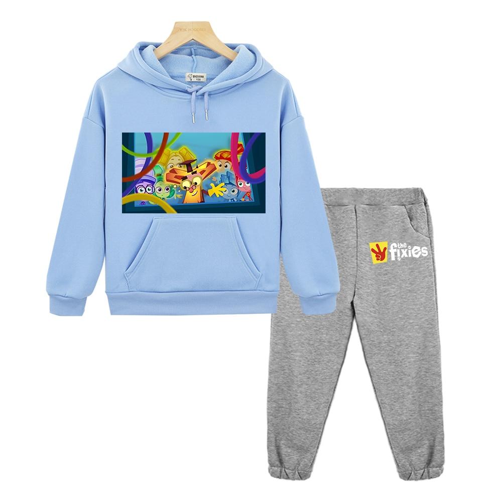 Die Fixies Kapuzensets Fleece-Sweatshirt Kinderkleidung Mädchen Herbstpullover y2k Jacke Anime Hoodie-Sets für Jungen Kinderanzug 130