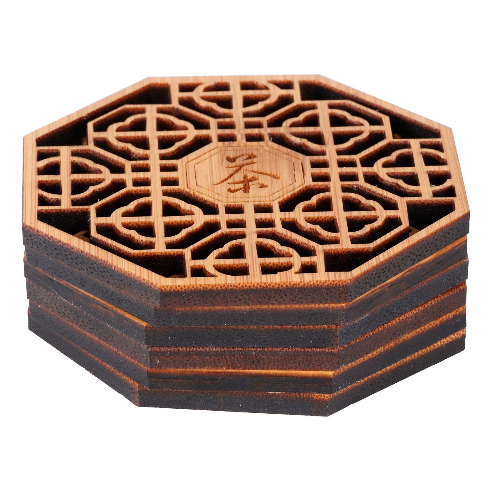 6PCS Bambus Bahn Teetasse Matte Verbrühungsschutz Wärmedämmung Pad Tee Zeremonie Liefert(Typ 1 )