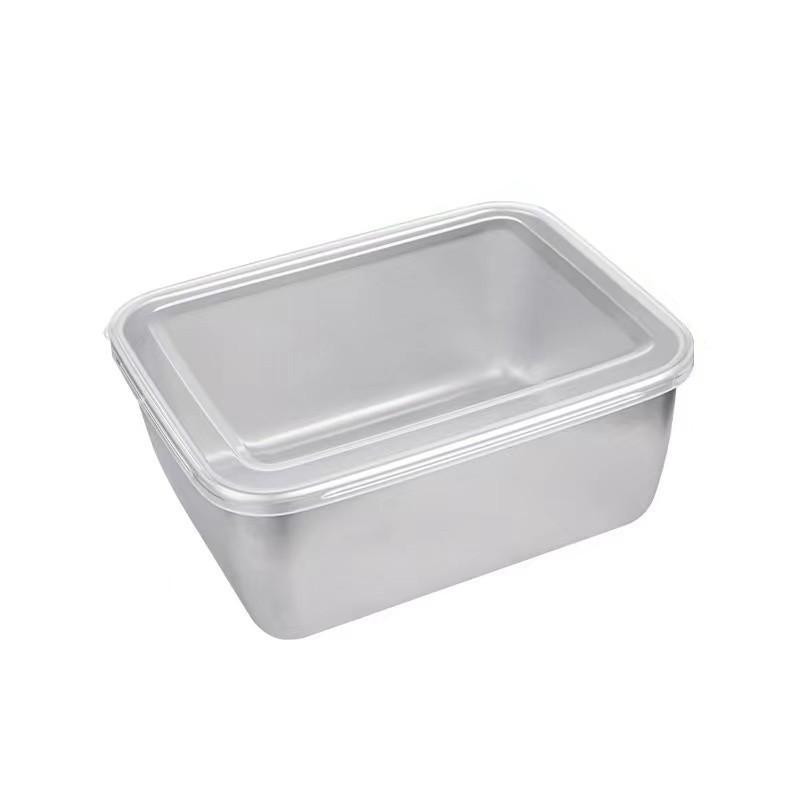 Edelstahl Kühlschrank Lebensmittel Konservierung Box Obst Bento Fleisch Luftdichte Lagerung Box Küche Lagerung Container Lebensmittel Lagerung silber