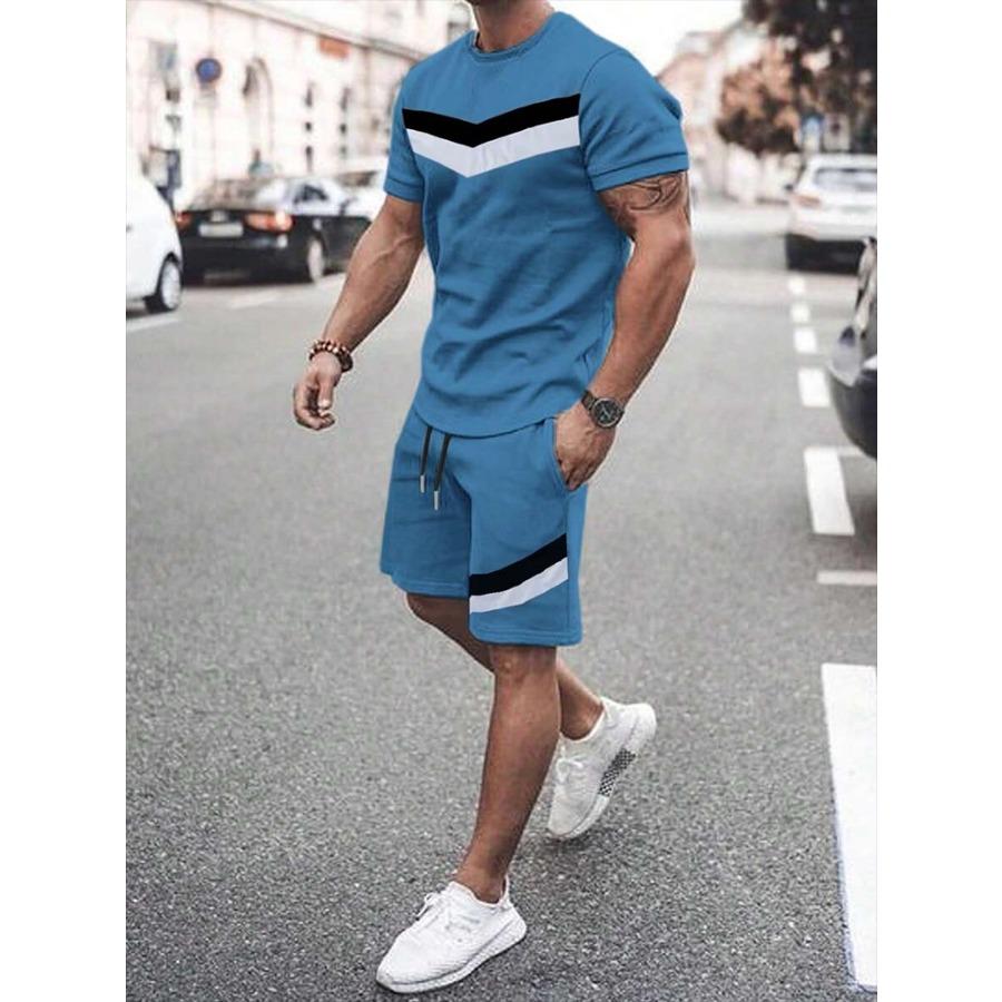 Herren T-Shirt und Shorts Set Sommer Herren Top Alltag Casual Herren Oversized T-Shirt Outdoor Street Fashion Herren Sporthose M