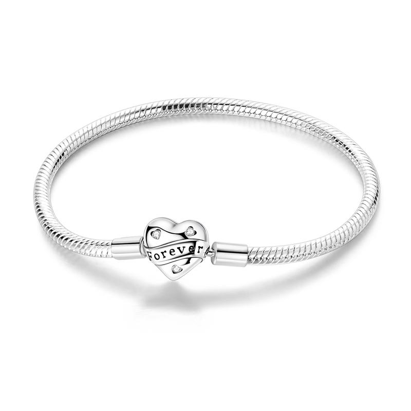 Armband Original 925 Silber Charm-Armband Gold Herz Schmetterling Sicherheitskette Armband 17-20CM für Damen Schmuck Geschenke 19cm gray