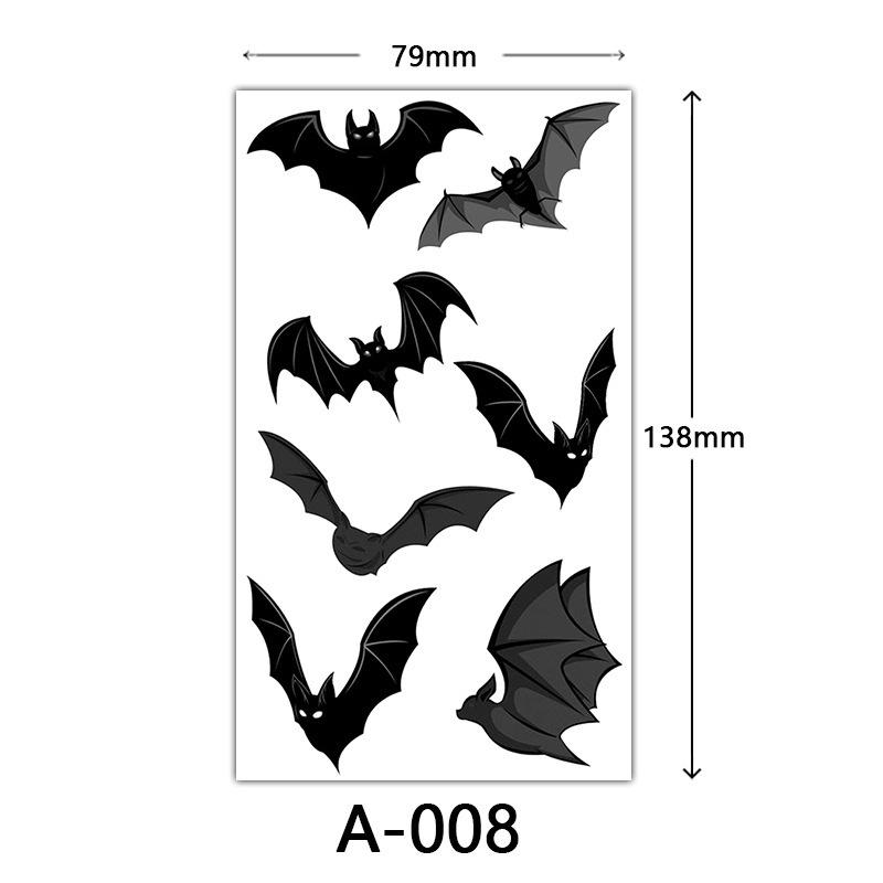 Halloween Tattoo Aufkleber Totenkopf Tod Sichel Schwarze Fledermaus Grabstein Kürbis Tattoo