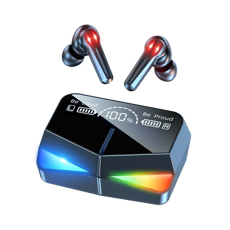 TWS Drahtlose Bluetooth 5.1 Kopfhörer Spiegel Digital Display Ohrhörer Niedrige Latenz Stereo Gaming Kopfhörer Typ-C Headset schwarz