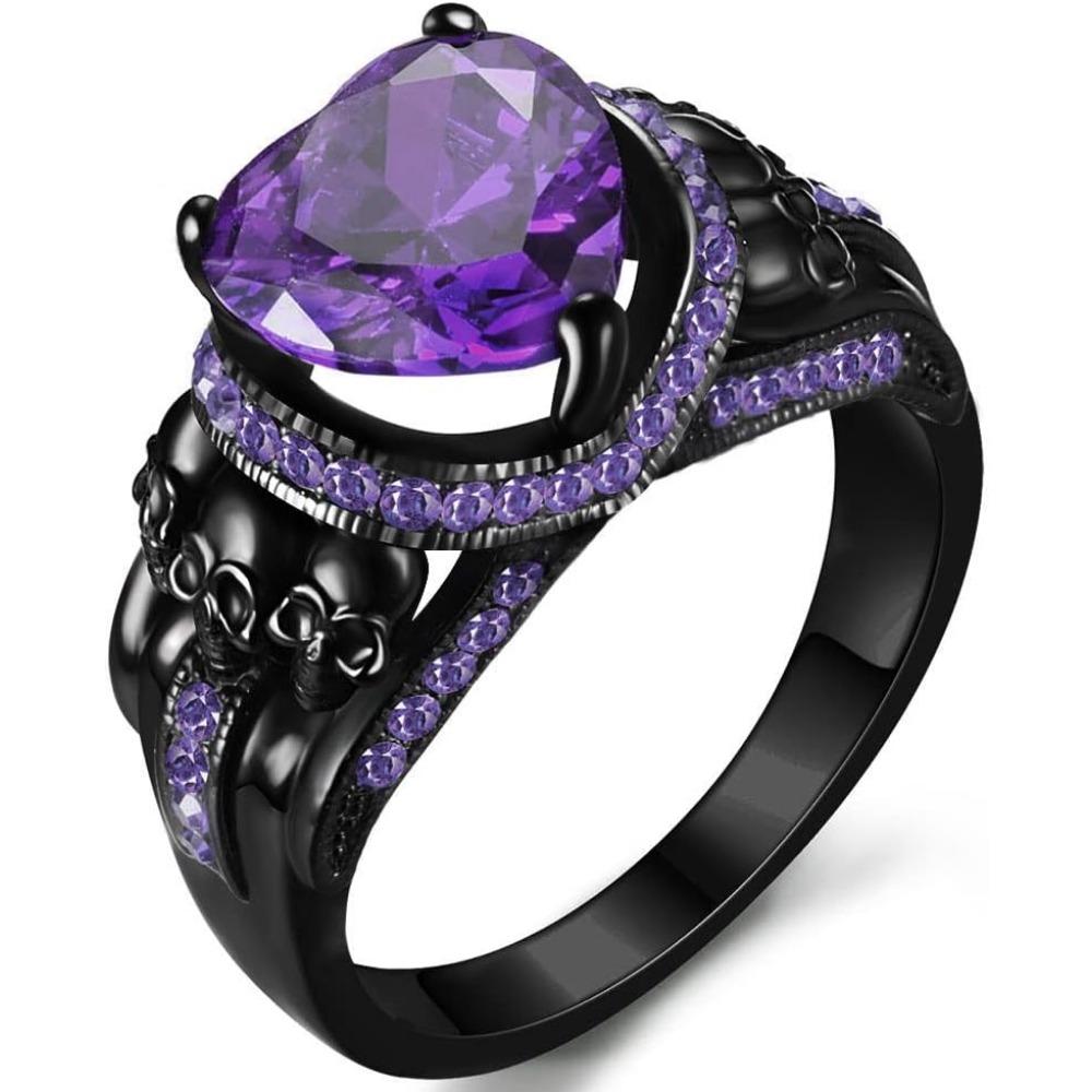 Gotischer Schmuck Schwarze Totenkopfringe Bikerringe Vampir Accessoires Halloween Gotische Verlobungsringe für Damen Geschenke 9 gray