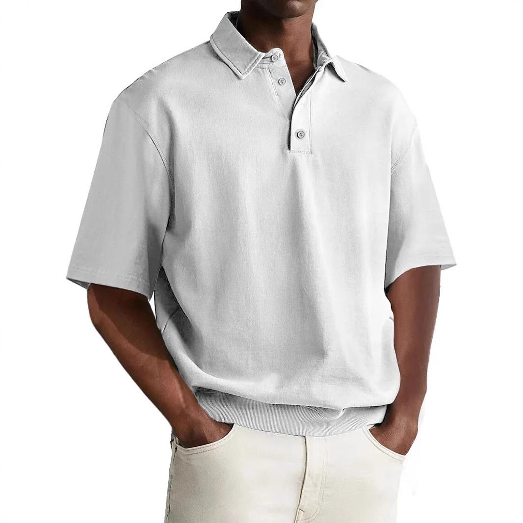 2025 Herren Kleidung Frühling Sommer Herren Casual Mode Poloshirts Herren Kurzarm Stehkragen Poloshirt Herren Slim Fit Poloshirt 4XL weiß