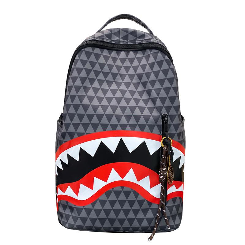 Schultasche Rucksack Herren Damen Trendmarke Freizeit Sport Rucksack Mode Karomuster Hai Campus Klasse Schüler Schultasche