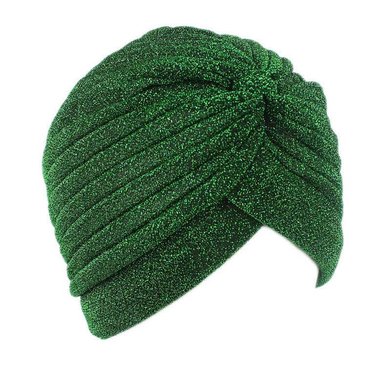 Damen Mode Kleidung Accessoires glänzende Mützen Geschenk Mädchen Turban elastische lässige Hüte grün