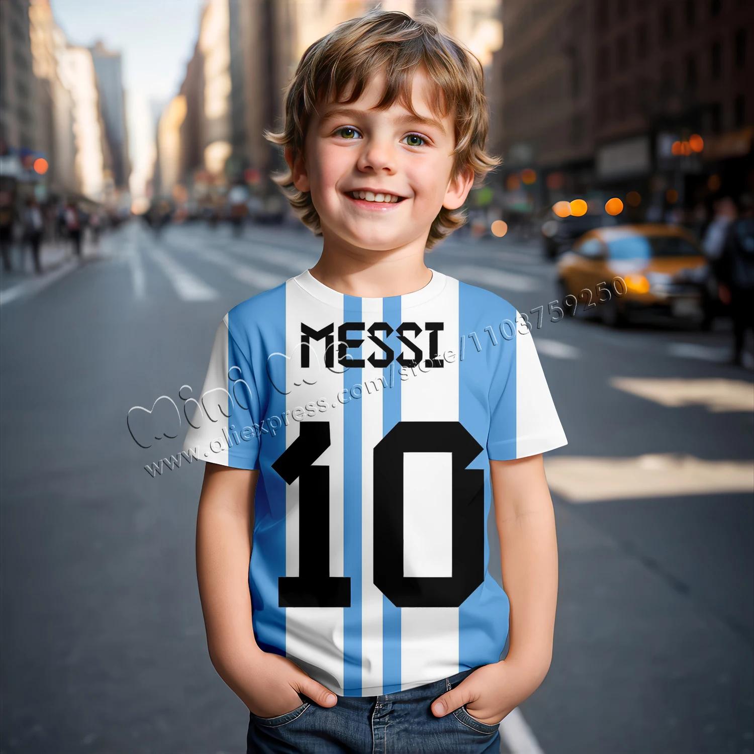 3D-Druck Messi Fußball für 2-14 Jahre Sommer Kinderkleidung Coole T-Shirts für Kinder Stich Jungen Kinderbekleidung 140 gray