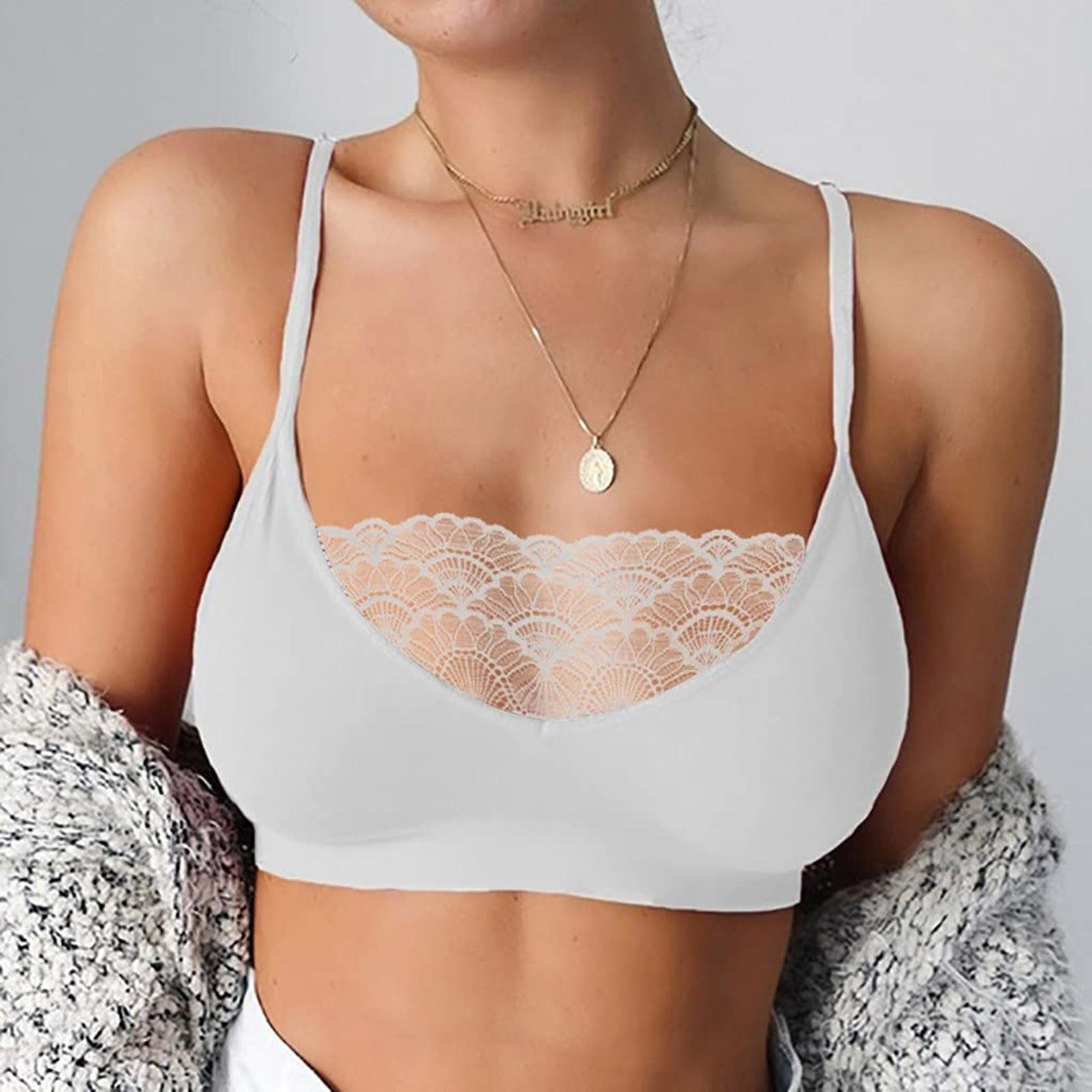 (Tolles Zuhause)Sexy Frauen elastische Käfig BH Spitze Leibchen Tank Tops BH Bustier XXXXL weiß