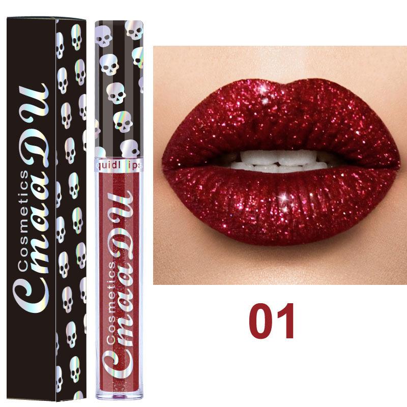 8 Farben Matt Lipgloss Sexy Totenkopf Lippenstift Set Totenkopfkopf Langlebig Wasserdicht Samt Lipgloss Flüssiger Lippenstift 01