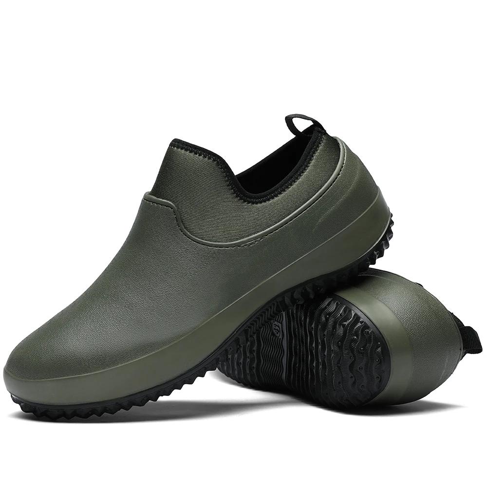 Modische Freizeitschuhe für Herren, ölbeständig, rutschfest, Küchenschuhe, multifunktional, für Restaurant und Garten, Arbeitsschuhe, kurze Regenschuhe für Herren 47 grün