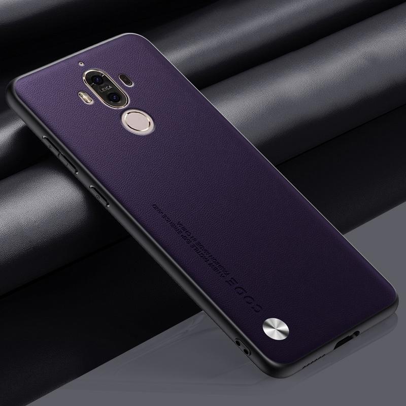 Für Huawei Mate 9 Hülle Luxus PU Leder Handyhülle Für Huawei Mate 9 Mate9 Rückseite Matte Silikon Stoßfest Vollschutz For Huawei Mate 9 violett