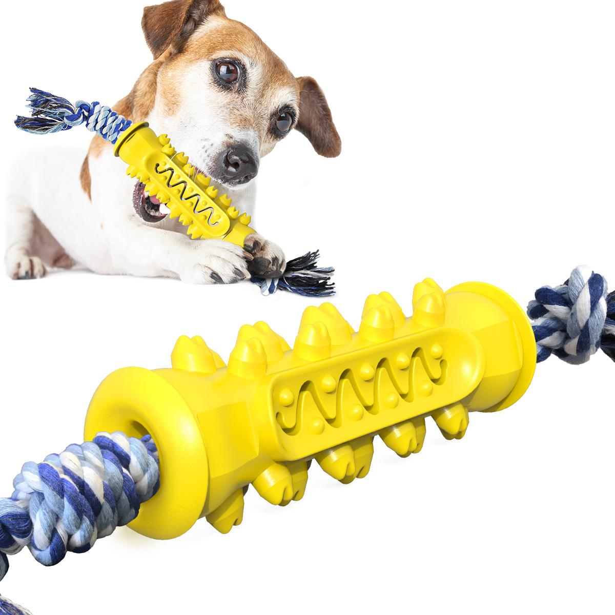 Hundespielzeug Beißring Beißstab Bissfest Zahnreinigung Zahnbürste Hundespielzeug mit Seil 15*5cm