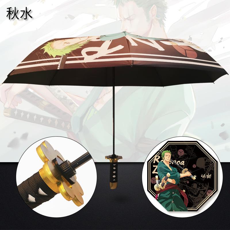 One Piece Zoro Dämonenjäger Katana Regenschirm Sonnenschirm Faltbar Anime Tanjirou Kimetsu No Yaiba Samuraischwert Regenschirme Kinderfreundlich Unterhaltsam Spaß