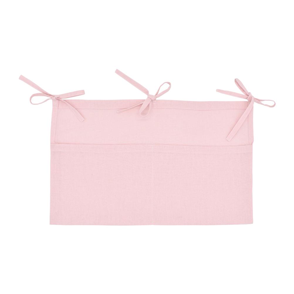 Hängende Aufbewahrungstaschen für Babybetten mit verstellbaren Riemen 2 Taschen Leinen Baby Kinderzimmer Krippen-Organizer rosa