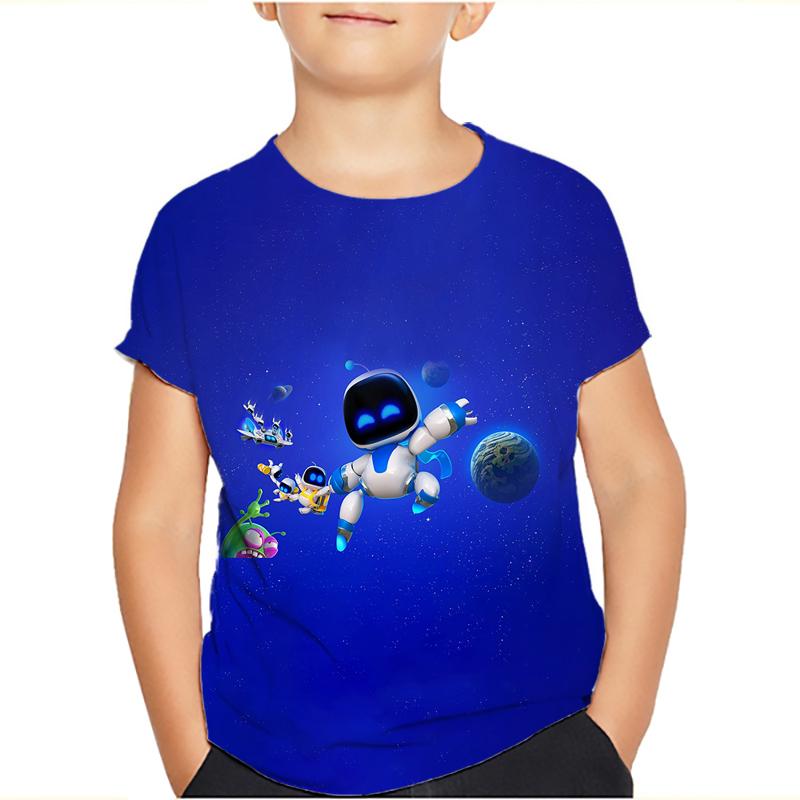 Spiel Astro Bot 3D gedruckt Kinder T-Shirt Kinder Kleidung Harajuku Cartoon Tees Casual Spaß Top Kleidung Mädchen Jungen T-Shirt 2024 120 orange