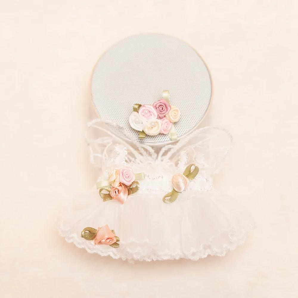 17 cm süße Mini-Plüschpuppenkleidung, Outfit-Zubehör für Idol-Puppen, Rose, Schmetterling, Hochzeitskleid, DIY-Geschenk für Mädchen fit 17cm Labubu Doll weiß
