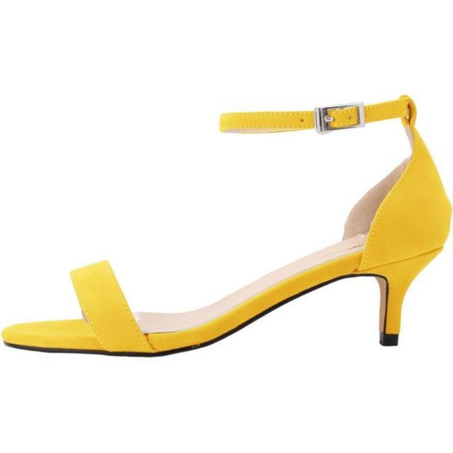 Heißer Sommer Low Heels Mode Frauen Sandalen Hochzeit High Heels Offene spitze Hochzeit Schnalle Samt Pumps 40 gelb