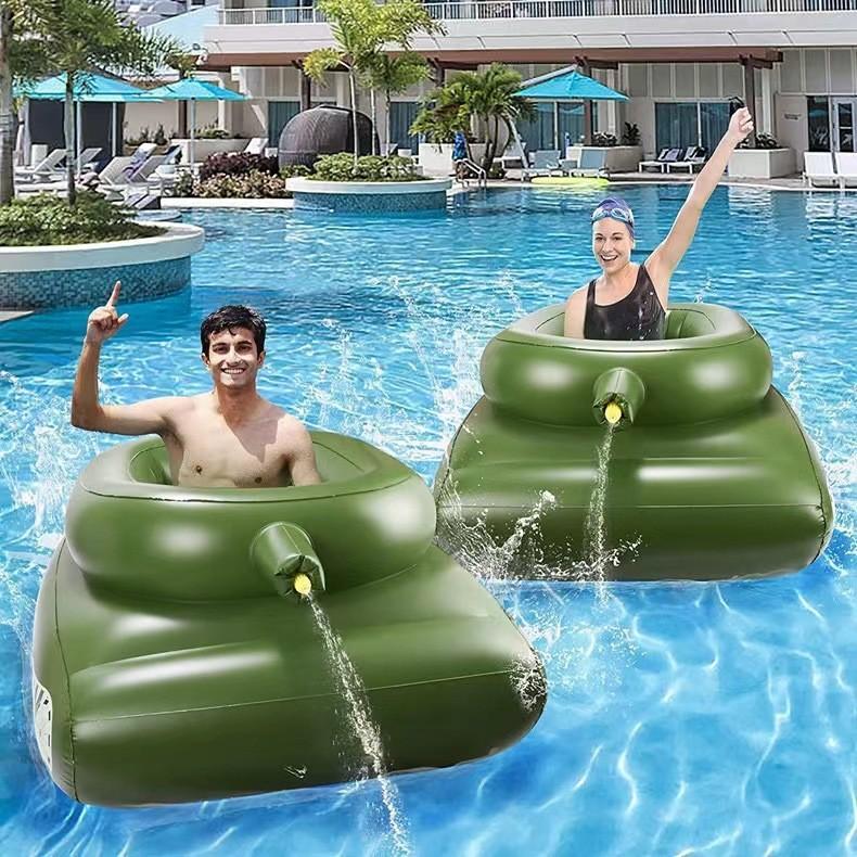 Sommer PVC aufblasbarer Planschbecken (mit Wasserpistole), Strand-Schwimmreifen für Wasserspiele 150*110*50 grün