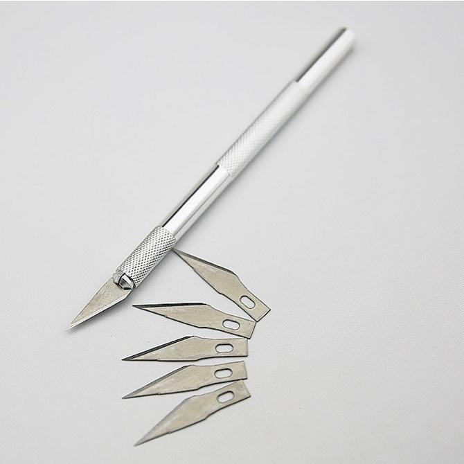 Rutschfestes Skalpellmesser-Werkzeugset aus Metall, Cutter, Gravur, Bastelmesser + 6 Klingen