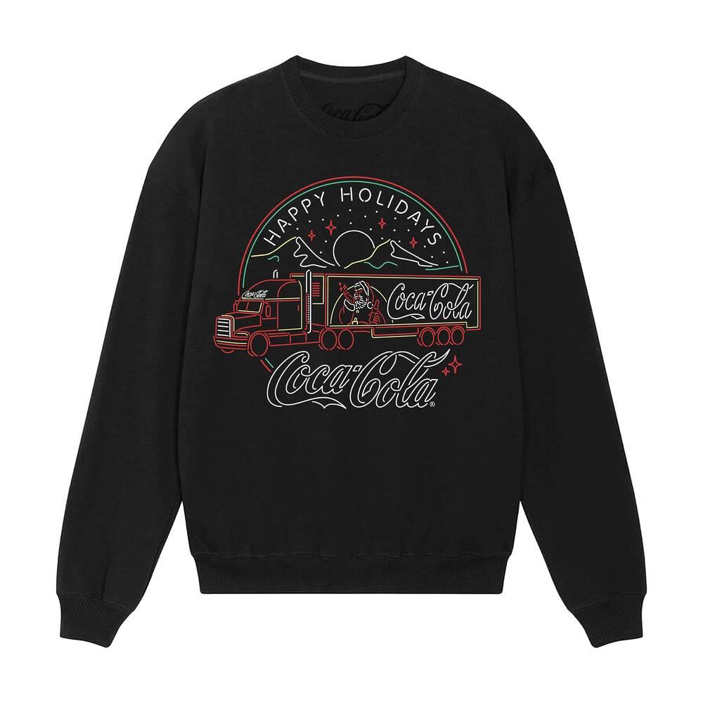 Coca-Cola Unisex-Sweatshirt für Erwachsene, Neon-Truck M schwarz
