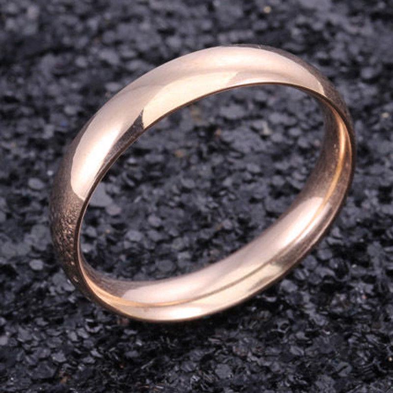 4 mm polierter Edelstahl, Ehering, Verlobungsring, einfaches Paar, wählerische Geschenke 8 rose gold