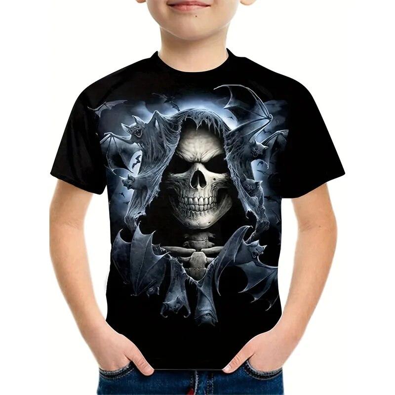 Schädel 3D Gedruckt Sommer T-shirt Jungen Mädchen kinder Kleidung Kurzarm T Shirt Kinder Kleidung Mode Junge Tops Tees 150