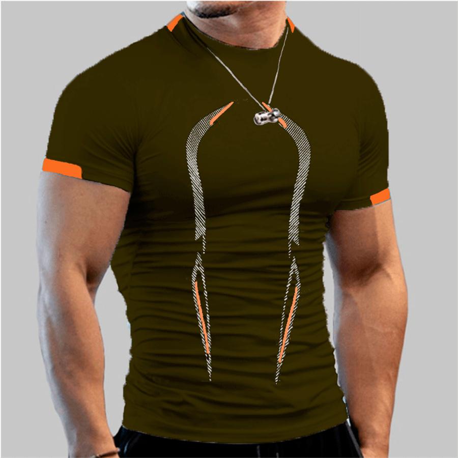 Männer Gym Sport T-shirt Shirts Slim fit T Shirt Männer Quick Dry Lauf Shirt Männer Workout Tees Fitness Tops Übergroßen t-shirt M armee grüne