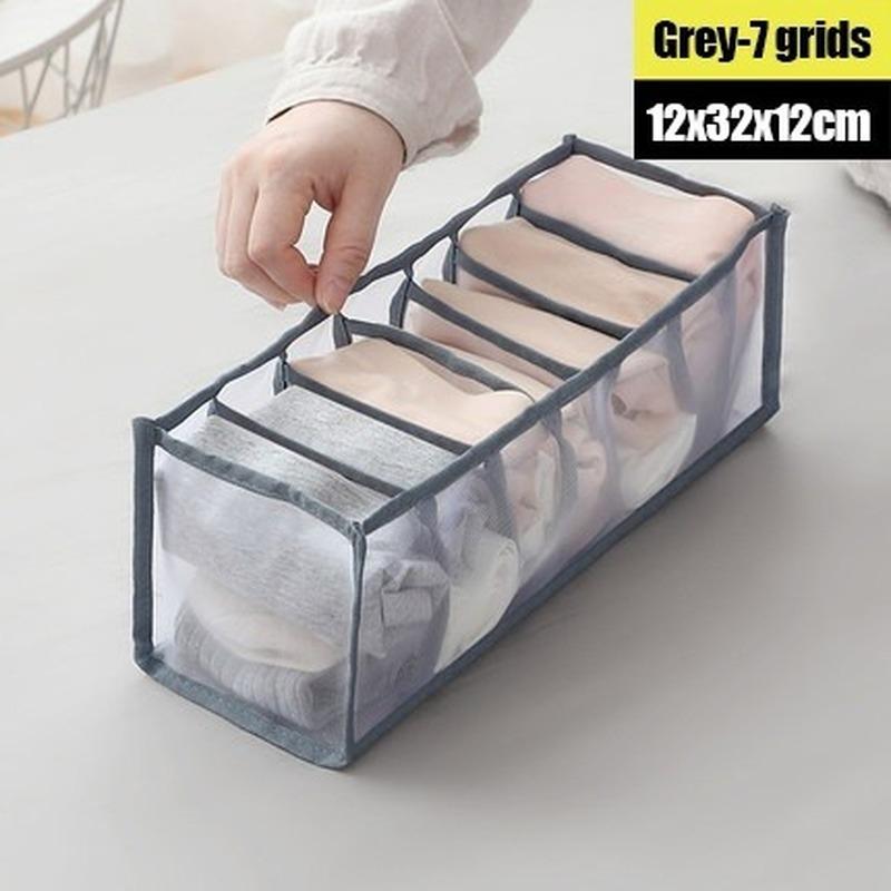 Neuer Unterwäsche-Finisher, Kleiderschrank-Box, Kleiderschrank-Finisher, faltbare Schublade, Home-Finisher und Aufbewahrungsregal 7 grids grau