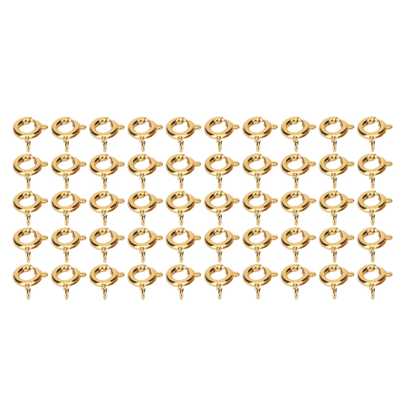 50 Stück Federringverschlüsse 6mm Durchmesser 1,5mm Loch Dekorative Kupfer Runde Verschlüsse für Schmuck Gold gold