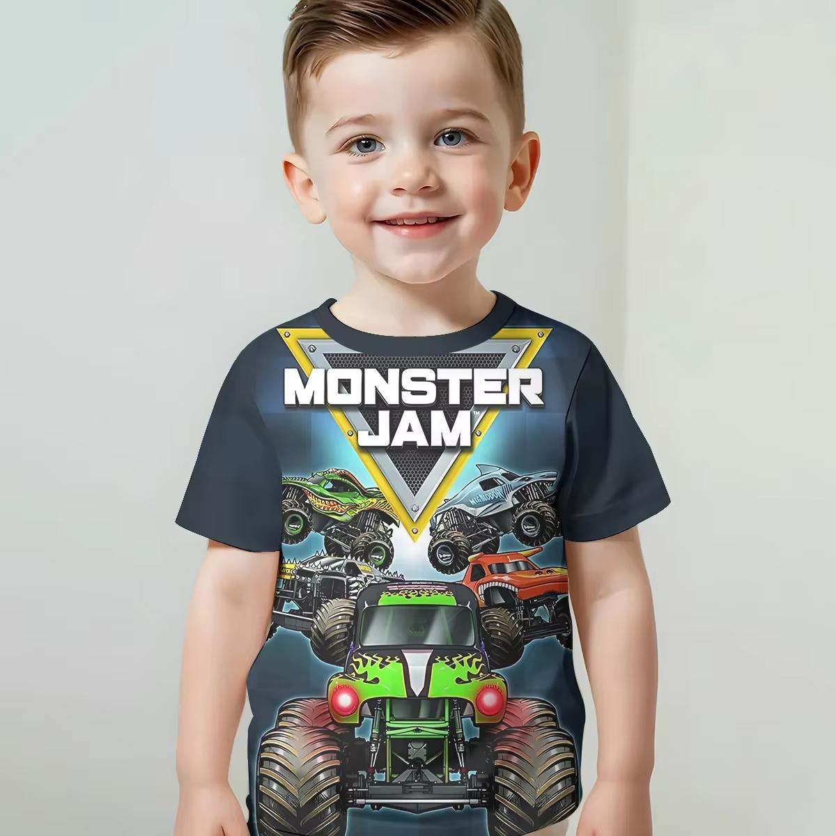 3D-Druck Cartoon Truck Monster Jam Babykleidung 5 bis 14 Jahre Jungen Outdoor-Kleidung für Kinder Jungen Mädchen Kinder T-Shirt Top 140