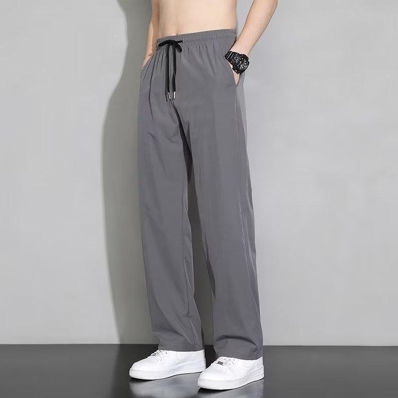Sommer Eisseide Schnelltrocknende Jogginghose Herren Jogginghose Übergroße Gerade Hose Tasche Trainingshose Fitness Trainingshose L dunkelgrau