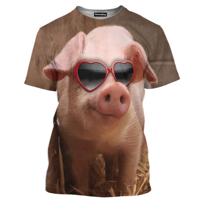 Niedliches Lustiges Schwein 3D-Druck T-Shirt Für Männer Frauen Neu In Mode Lässiges T-Shirt Sommer Lässig Kurzarm Übergroß Kinderbekleidung 4XL gray