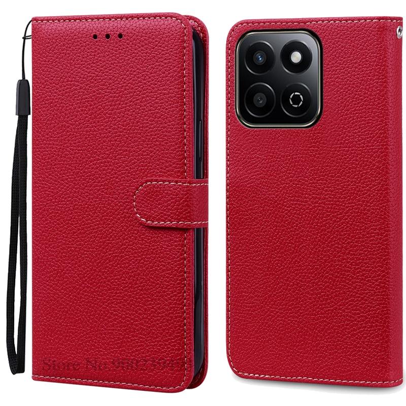 Für Honor 200 Smart Case Brieftasche Leder Flip Cover Für Honor 200 Smart 5G Case Telefonabdeckung Für Honor 200 Smart Fundas Coque For Honor 200 Smart dunkelrote