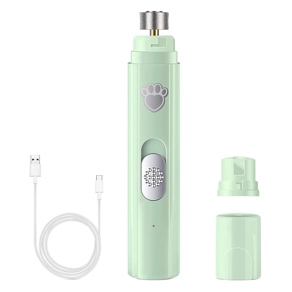 Elektrischer Nagelschleifer für Hunde mit Polierrad, LED-Licht, Nagelknipser für Haustiere, wiederaufladbar über USB, 2-Gang-Nagelknipser für Haustiere, für Katzen und Hunde grün