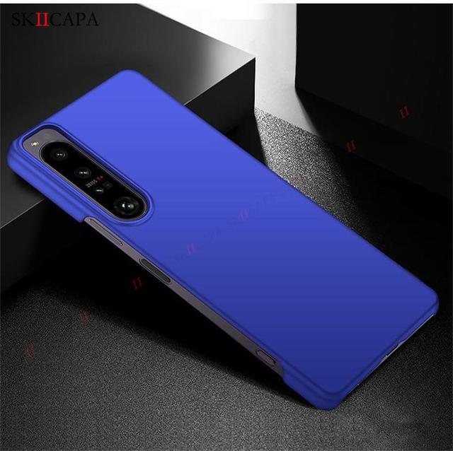 Capa Für Sony Xperia 1 10 IV Haut Gefühl Matte Stoßfest Telefon Fall Für Xperia 10 5 1 III Candy Farbe Harte PC Schutzhülle Für Xperia 1 10 II 5 III For Xperia 1 IV blau
