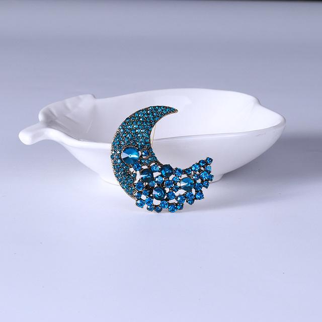 Damen High-End Legierung Brosche Anzug Mantel Mantel Mode Strass Mond Brosche Anstecknadel Bekleidungszubehör