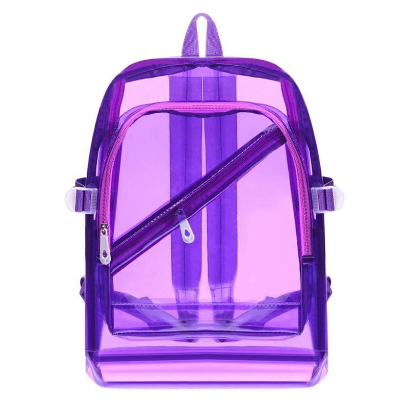 Mode Transparent Rucksack Wasserdicht PVC Klar Kunststoff Täglichen Rucksack Mini Teenager violett