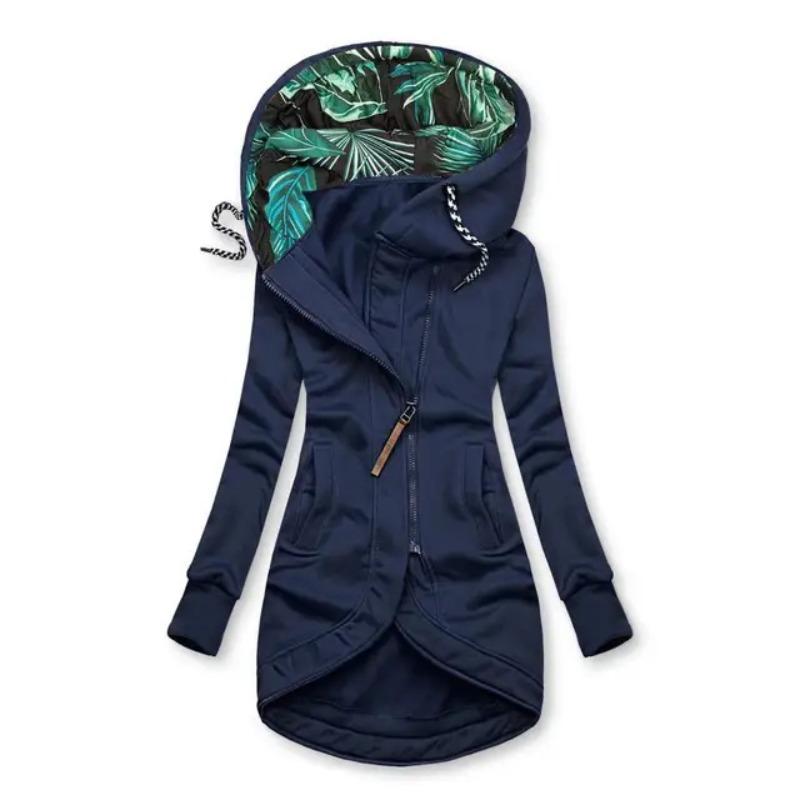 HNXC Damen Vintage Lässig Einfarbig Print Herbst Winter Langarm Jacken & Mäntel S dunkelblau