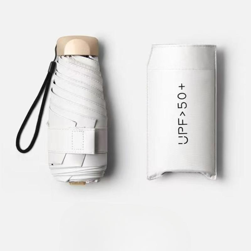 Mini-Sonnenschirm für den Außenbereich, UV-Schutz, ultraleicht, faltbar, fünffach faltbar, Sonnenschirm beige